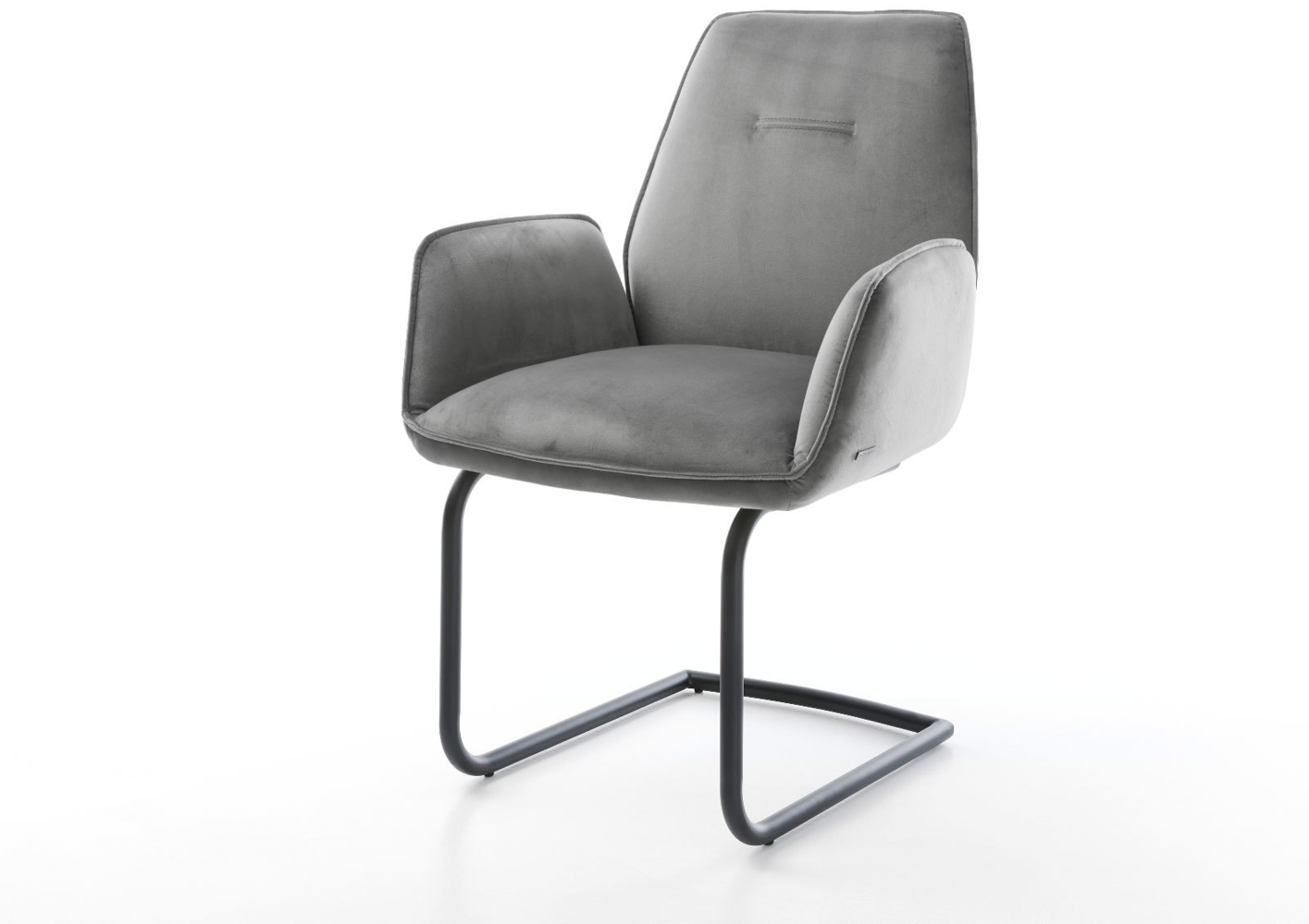 Freischwinger Zoa-Flex Samt Grau Freischwinger rund Schwarz Taschenfederkern Bild 1