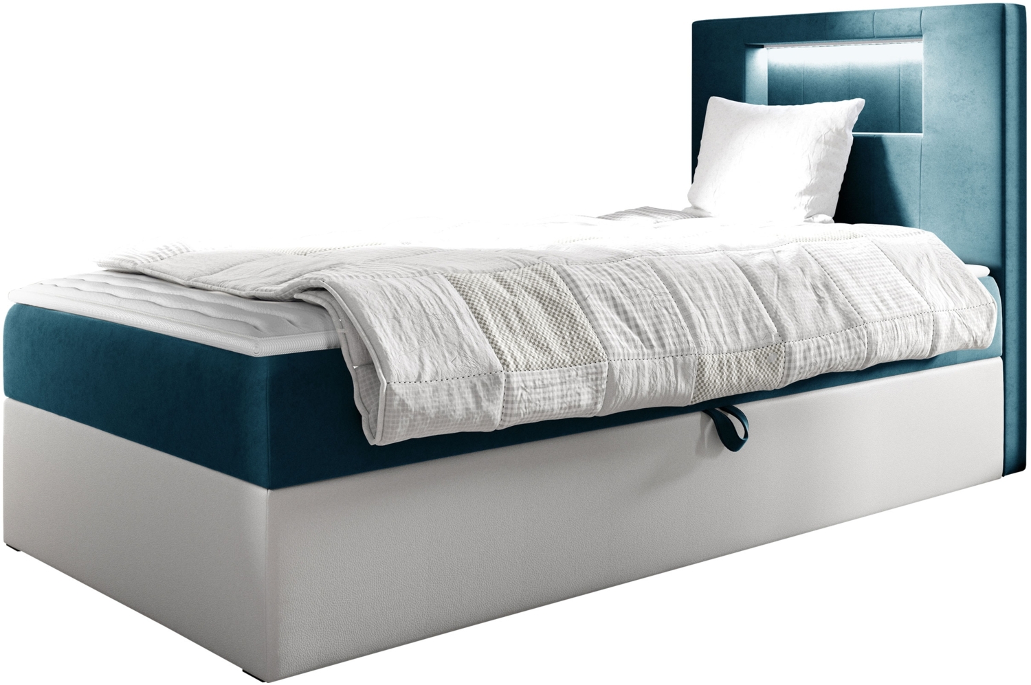 Boxspringbett 'Gladino Junior 1' blau 80x200 cm Rechts Bild 1