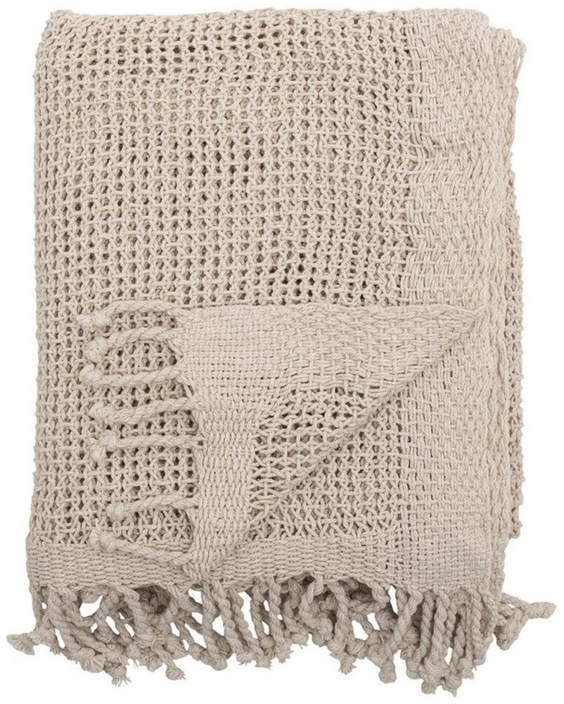 Helle Decke "Lucille" von Bloomingville mit Fransen aus Baumwolle Bild 1