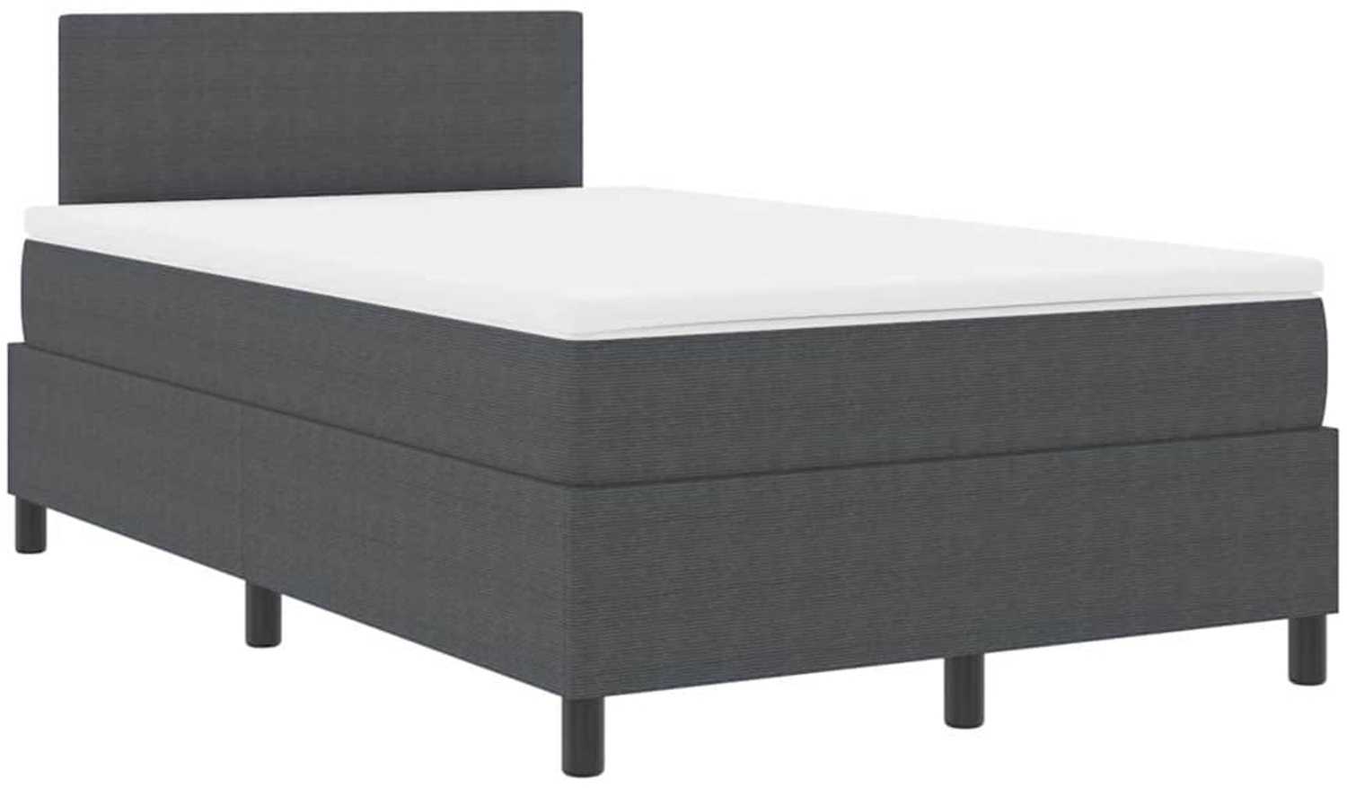 vidaXL Boxspringbett Dunkelgrau und Weiß 203 x 120 x 88 cm Cordstoff 3337508 Bild 1