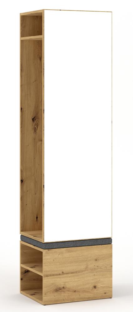 Domando Garderobe Rovigo Modern für Flur Breite 50cm, verstaubare Sitzbank, großer Spiegel, Artisan Eiche Bild 1