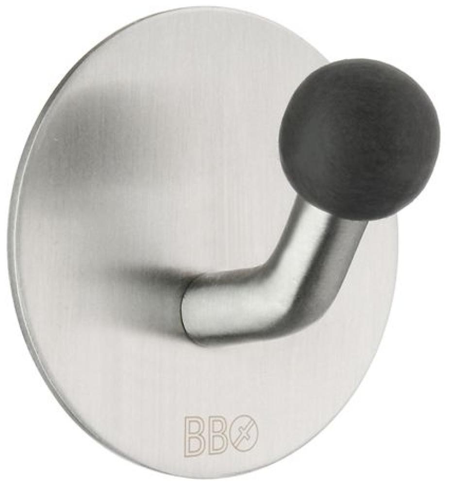 Smedbo Design Haken Edelstahl gebürstet Knopf schwarz B1084 Bild 1