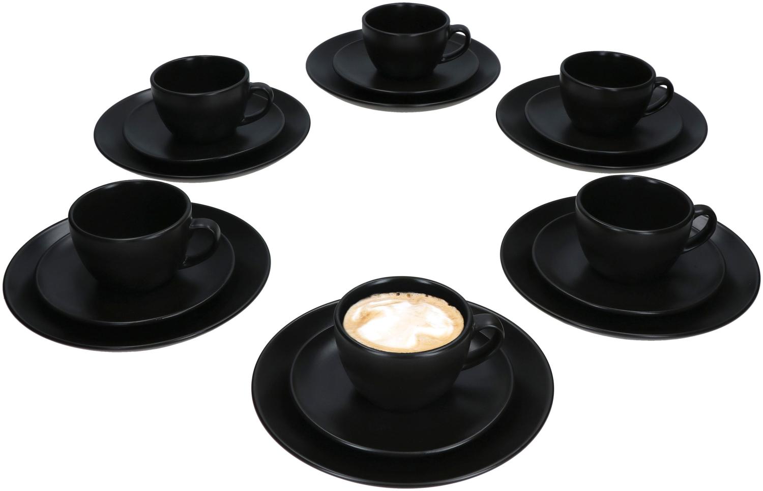 18tlg Kaffeeservice Panther schwarz Steingut 6 Personen Bild 1