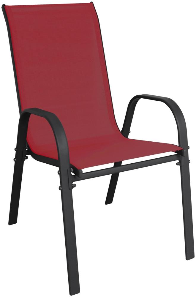 Stapelstuhl Metall - Textilen Farbe Anthrazit - Bordeauxrot Bild 1