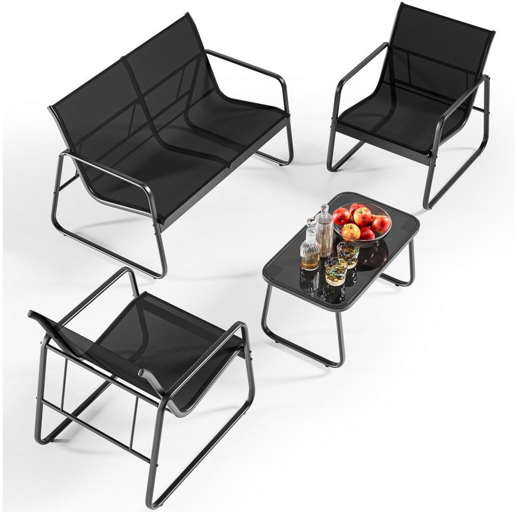 Bealife Gartenlounge-Set 4er Set, 1 Tisch mit 1 Doppelstuhl 2 Einzelstühlen, Garten und Balkon Bild 1