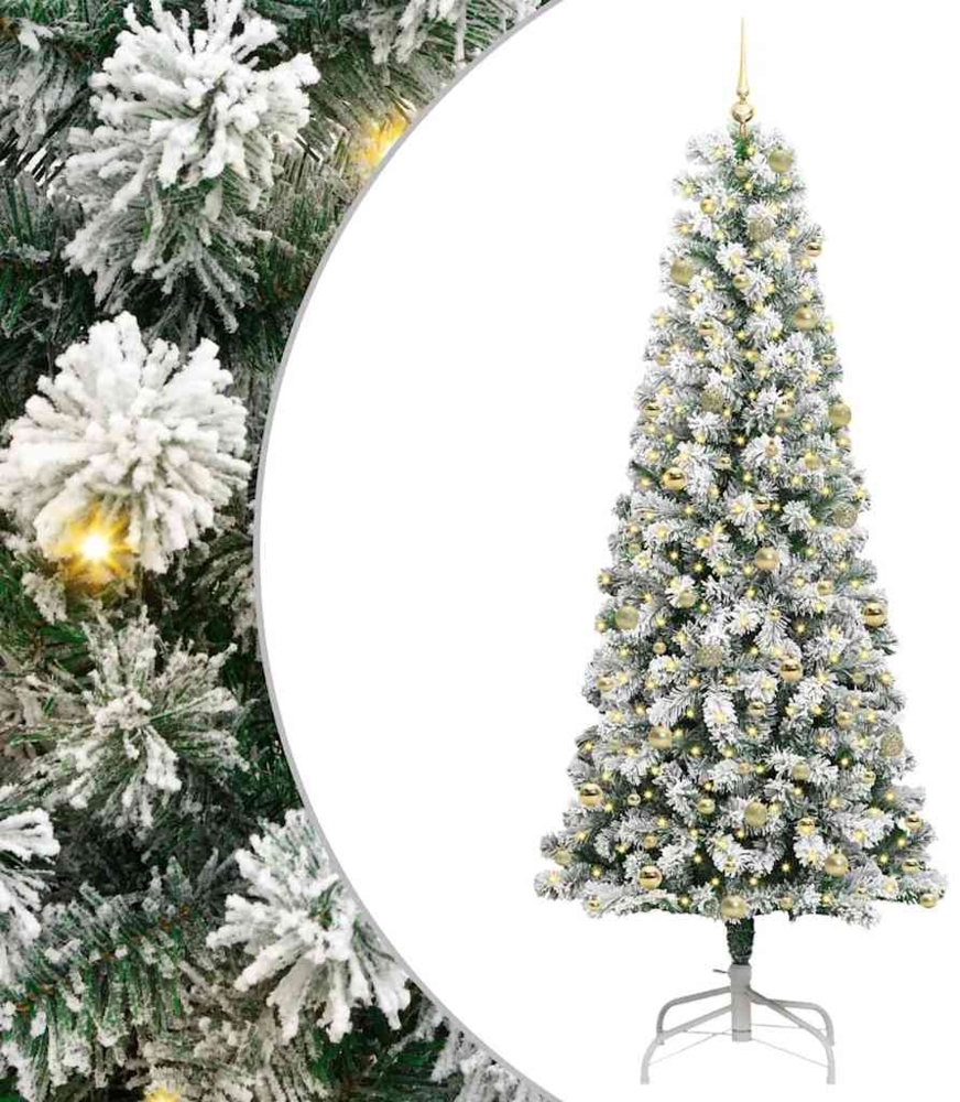 vidaXL Künstlicher klappbarer Weihnachtsbaum Grün und Weiß 240 cm 3395617 Bild 1