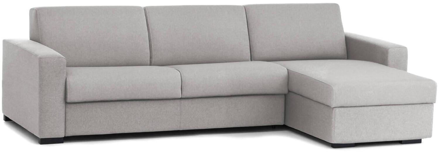 Dmora Schlafsofa mit Halbinsel Aika, Sofa mit umkehrbarer Containerhalbinsel, Standardarmlehnen, 100 % Made in Italy, 280 x 95 x 90 cm, Grau Bild 1