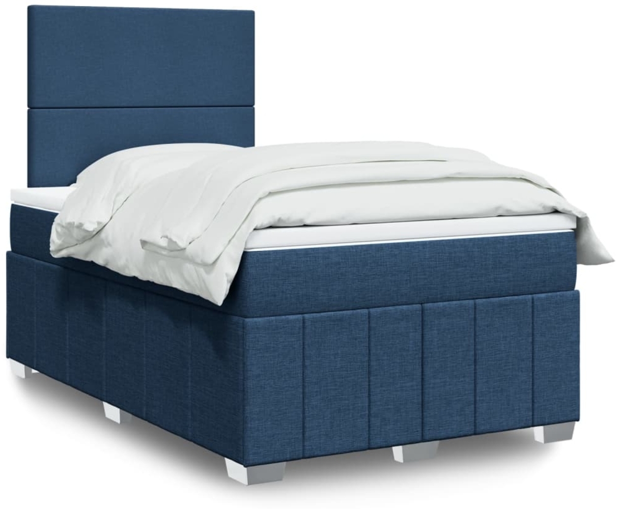 vidaXL Boxspringbett mit Matratze Blau 120x190 cm Stoff 3291606 Bild 1