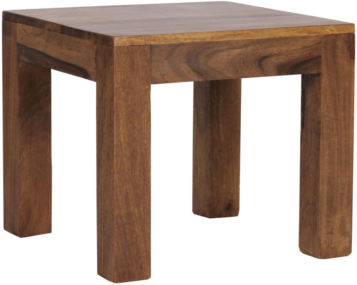 Kadima Design Massivholz-Tisch "Nako": Handgefertigt, 45x40x45 cm, Sheeshamholz, 50kg Belastbarkeit. Braun, 45x45x40 cm Bild 1