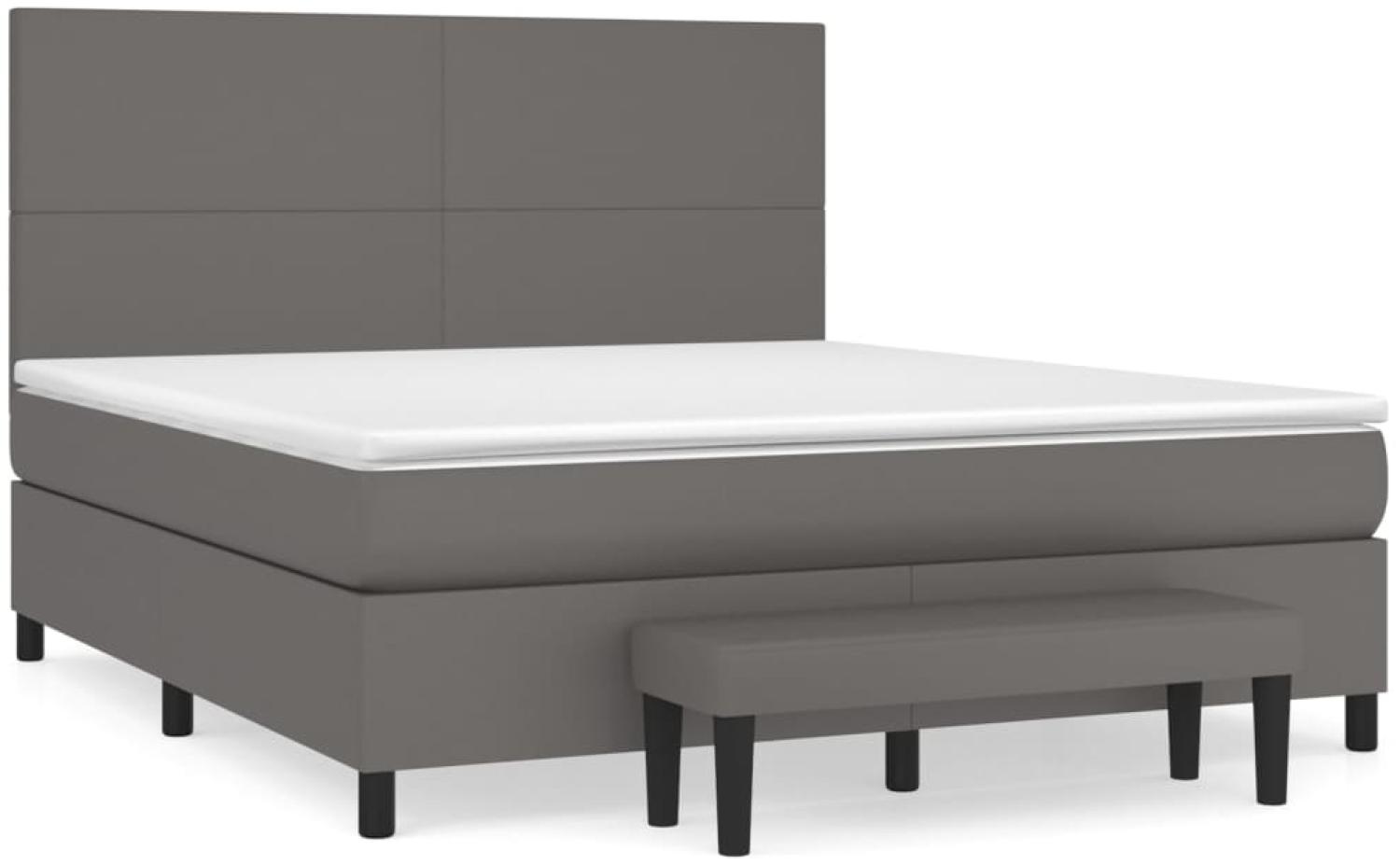 vidaXL Boxspringbett mit Matratze Grau 180x200 cm Kunstleder 3137561 Bild 1