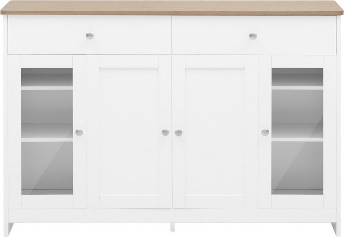 KLAM HOME Kommode Schließfach Schrank Sideboard Highboard (4 Türen mit 2 Schubladen Breite 120 Höhe 80), Schlafzimmer Flur Bild 1