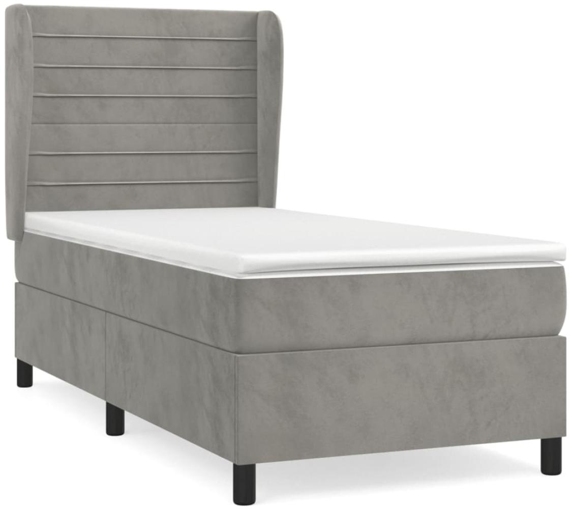 vidaXL Boxspringbett mit Matratze Hellgrau 90x200 cm Samt 3129249 Bild 1