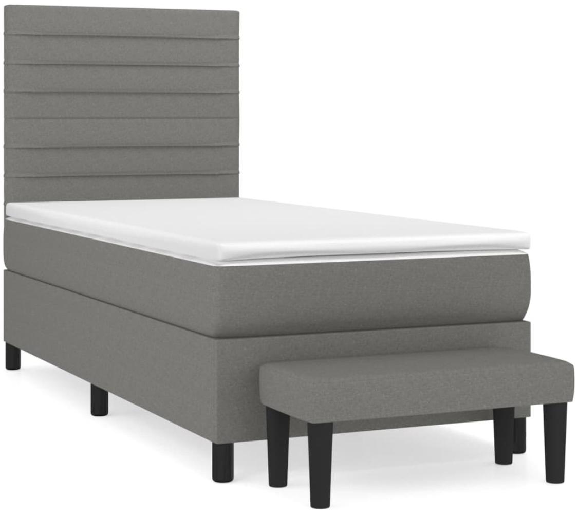 vidaXL Boxspringbett mit Matratze Dunkelgrau 90x190 cm Stoff 3136638 Bild 1