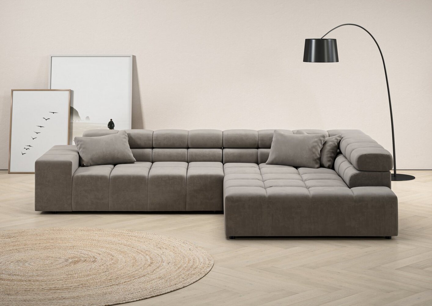 INOSIGN Ecksofa Ancona incl. Kopfteilverstellung, Zierkissen Breite 319cm, L-Form, wahlweise motorische Sitztiefenverstellung, auch in Cord + Easy Care Bild 1