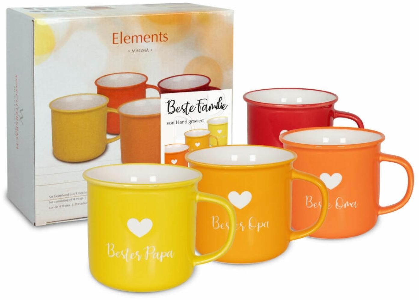 Wächtersbach Becher 4er-Set Elements - Beste Familie, Kaffeebecher, Tassen, Bone China, 380 ml, 41 5 971 0001 Bild 1