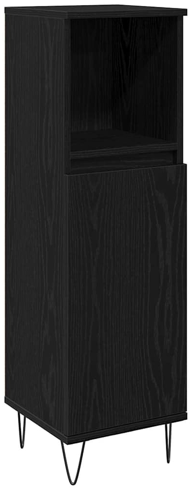 vidaXL Badezimmerschrank mit Tür Schwarz Eichen-Optik 30 x 30 x 100 cm 862885 Bild 1