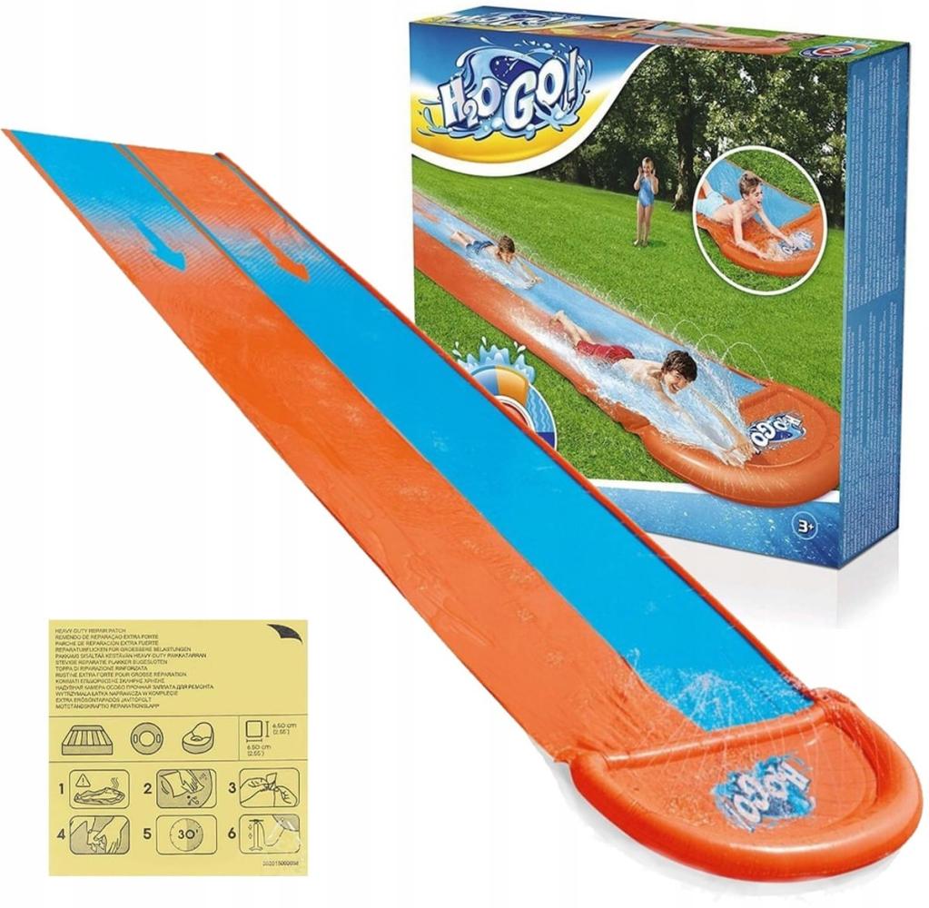 BESTWAY 52328 Doppel-Wasserrutsche Waterslide Slip and Slide integrierter Wassersprinkler 488cm x 138cm (R13) D590 Bild 1