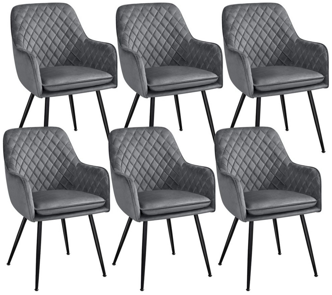 Yaheetech Esszimmerstuhl Küchenstühle (6 St), Stuhl-Set Polsterstühle mit Armlehnen und Metallbeine Bild 1