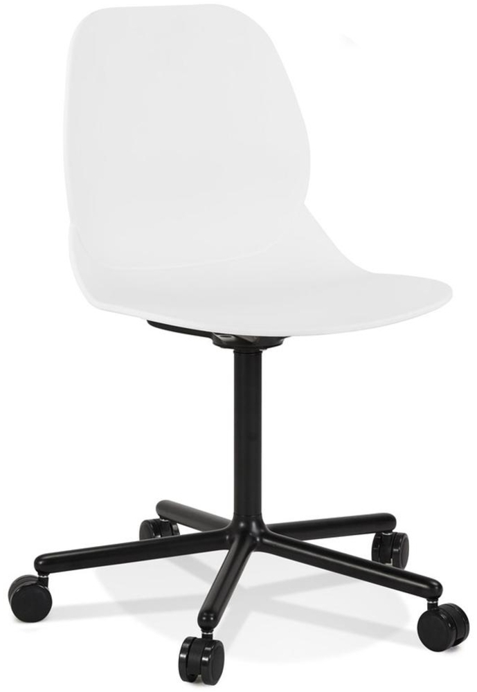 Bürostuhl ohne Armlehnen | Kompakter Drehstuhl für Schreibtisch | Minimalistischer Arbeitsstuhl mit Rollen | Modern Design | Weiß 55 x 55 x 81 cm | Bolix Collection von Kadima Design Bild 1