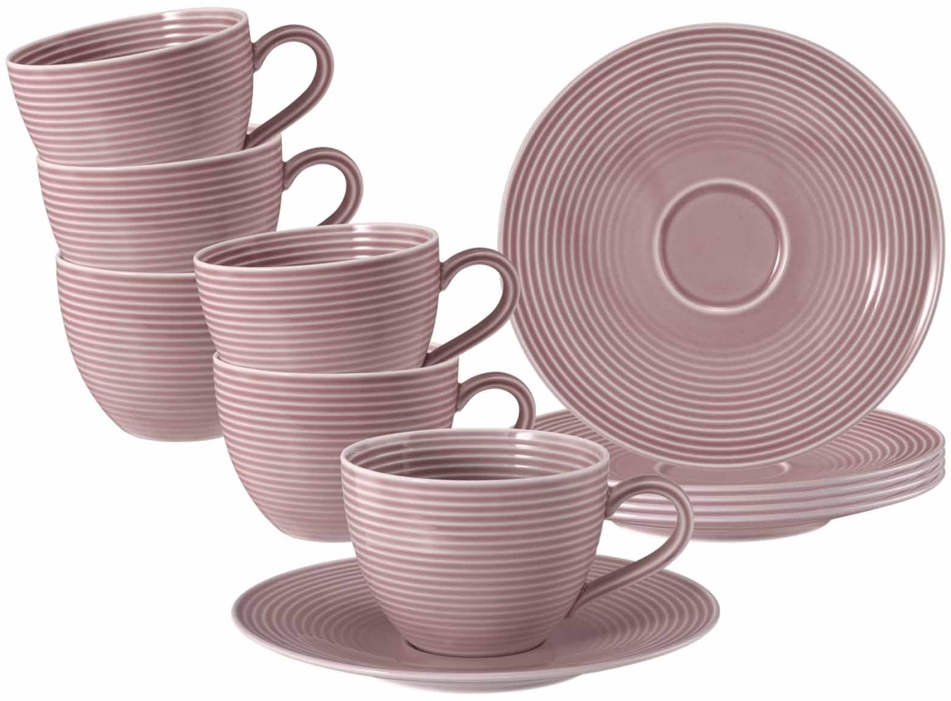 Seltmann Weiden Beat Color Glaze Kaffeetassen mit Untertassen 6er Set Altrosa Bild 1