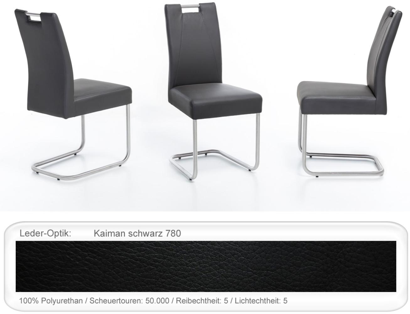 4x Schwingstuhl Kato mit Griff Edelstahl Esszimmerstuhl Küchenstuhl Kaiman schwarz Bild 1