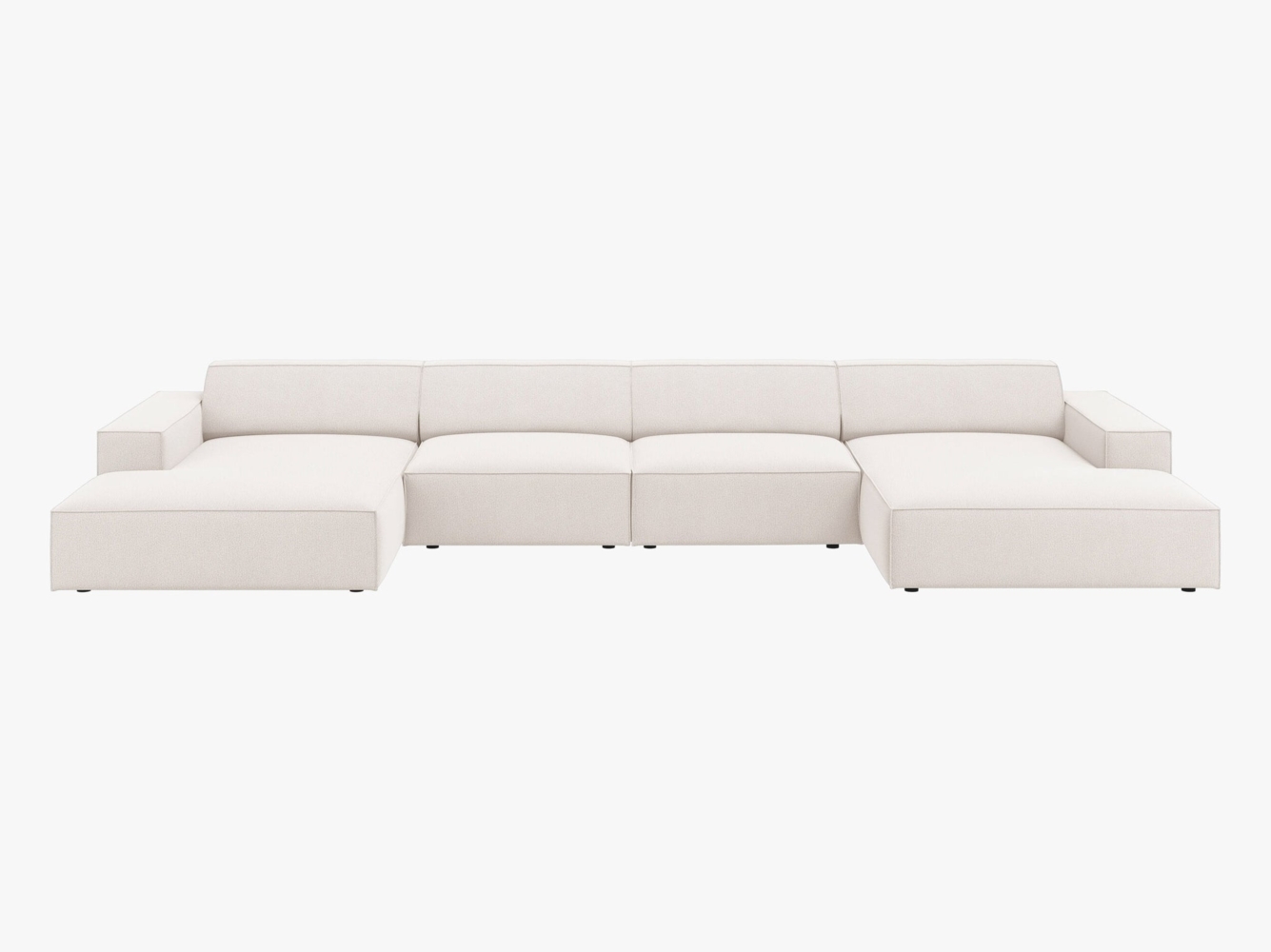 Micadoni Panorama-Sofa Jodie 6-Sitzer Strukturierter Stoff Megan Helles Beige Bild 1