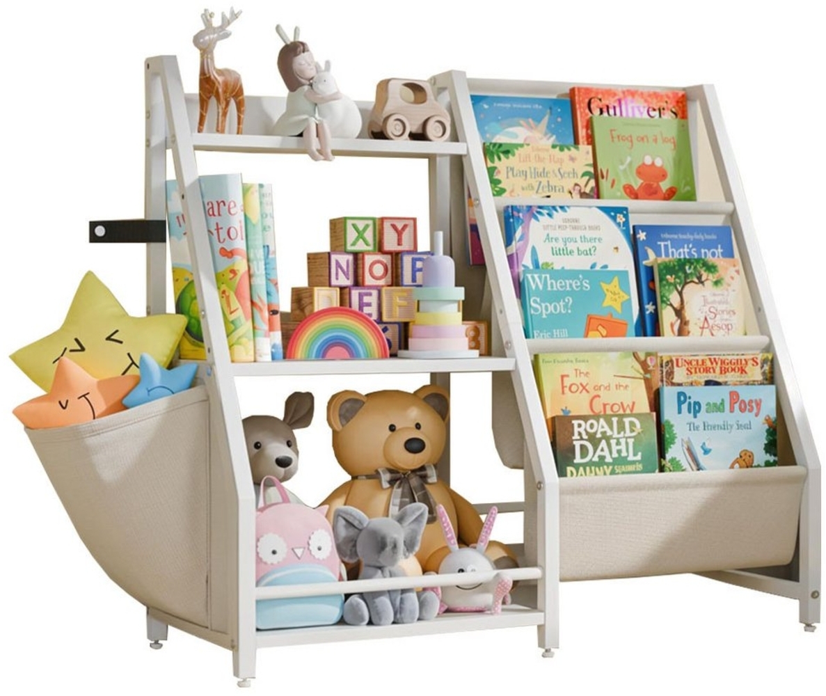 NUODWELL Bücherregal Kinderregal mit 3 Ablage, 3 offenen Fächern und Spielzeug - Organizer, Platzsparendes, Aufbewahrung von Büchern & Spielzeug im Kinderzimmer Bild 1