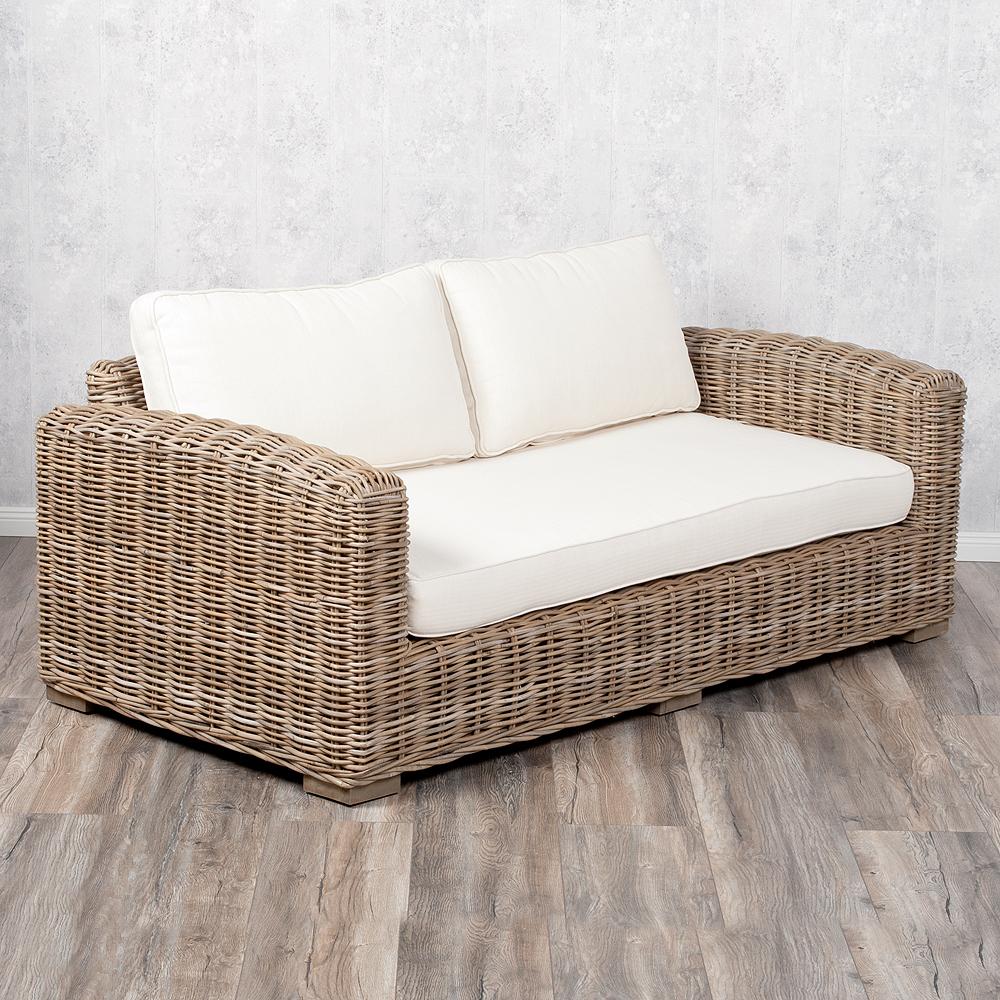 2-Sitzer Lounge Sofa LIVING Kubu Grey Rattan in Grey ca. L180cm Couch mit Kissen Bild 1