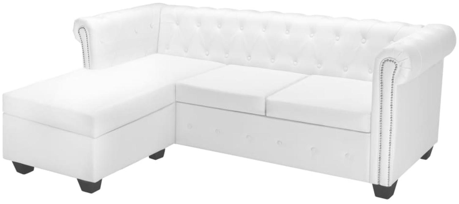 vidaXL Chesterfield Sofa in L-Form Kunstleder Weiß [245537] Bild 1