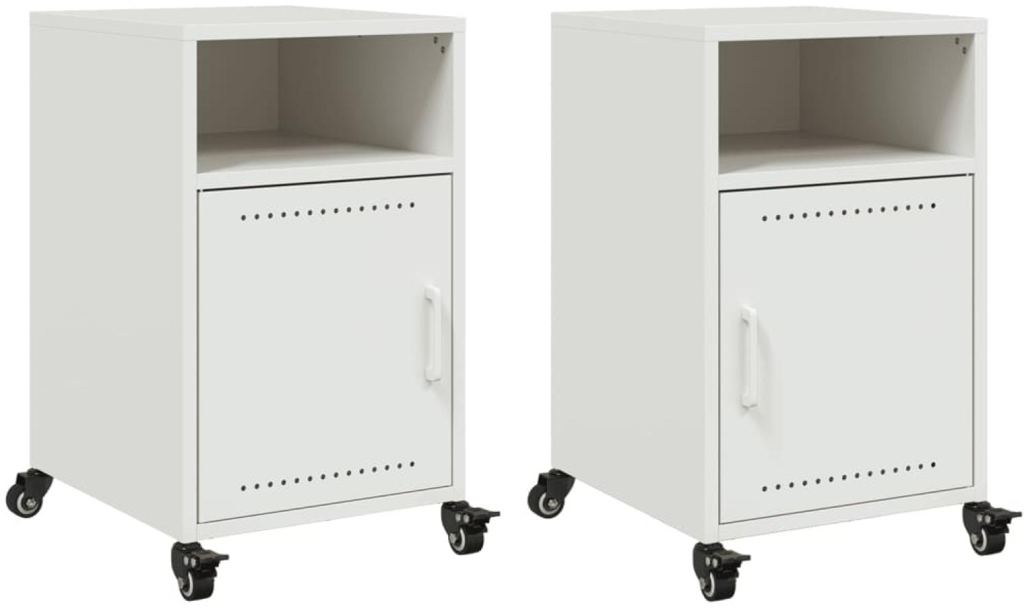 vidaXL Nachttische 2 Stk. Weiß 36x39x59 cm Stahl 846727 Bild 1