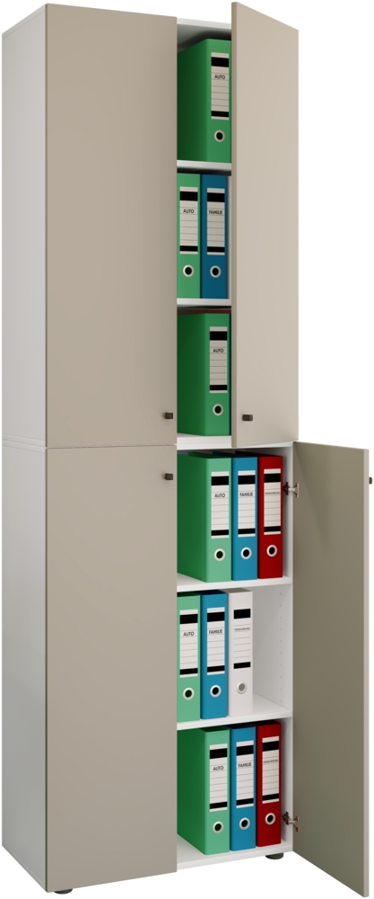 VCM Büroschrank Ulas 919148 Weiß / Grau H. 220 x B. 70 x T. 40cm Bild 1