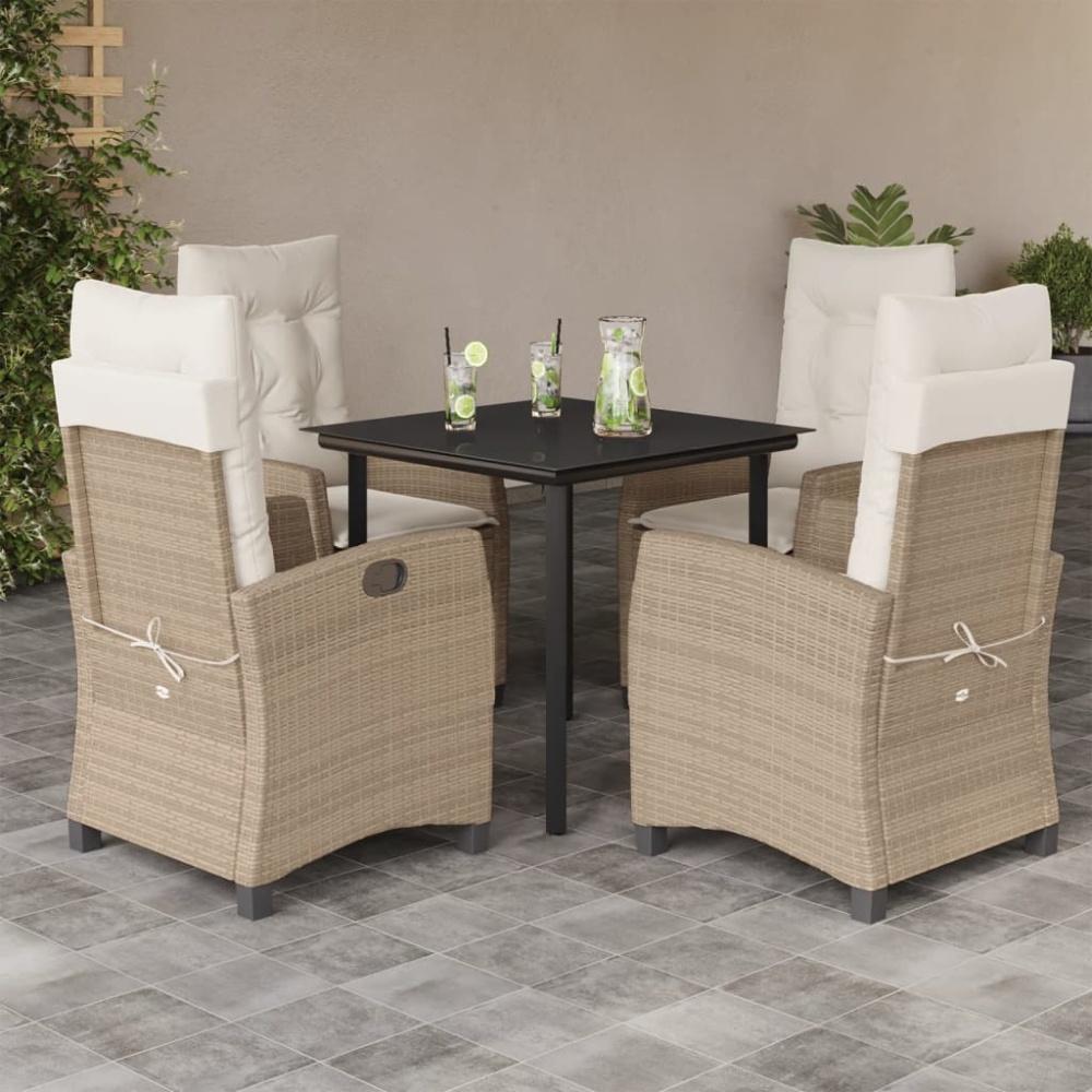 vidaXL 5-tlg. Garten-Essgruppe mit Kissen Beige Poly Rattan 3212813 Bild 1