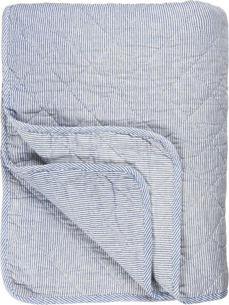 Ib Laursen Decke Quilt Tagesdecke Überwurf Gestreift Blau Weiß 180x130cm 0788-00 Bild 1
