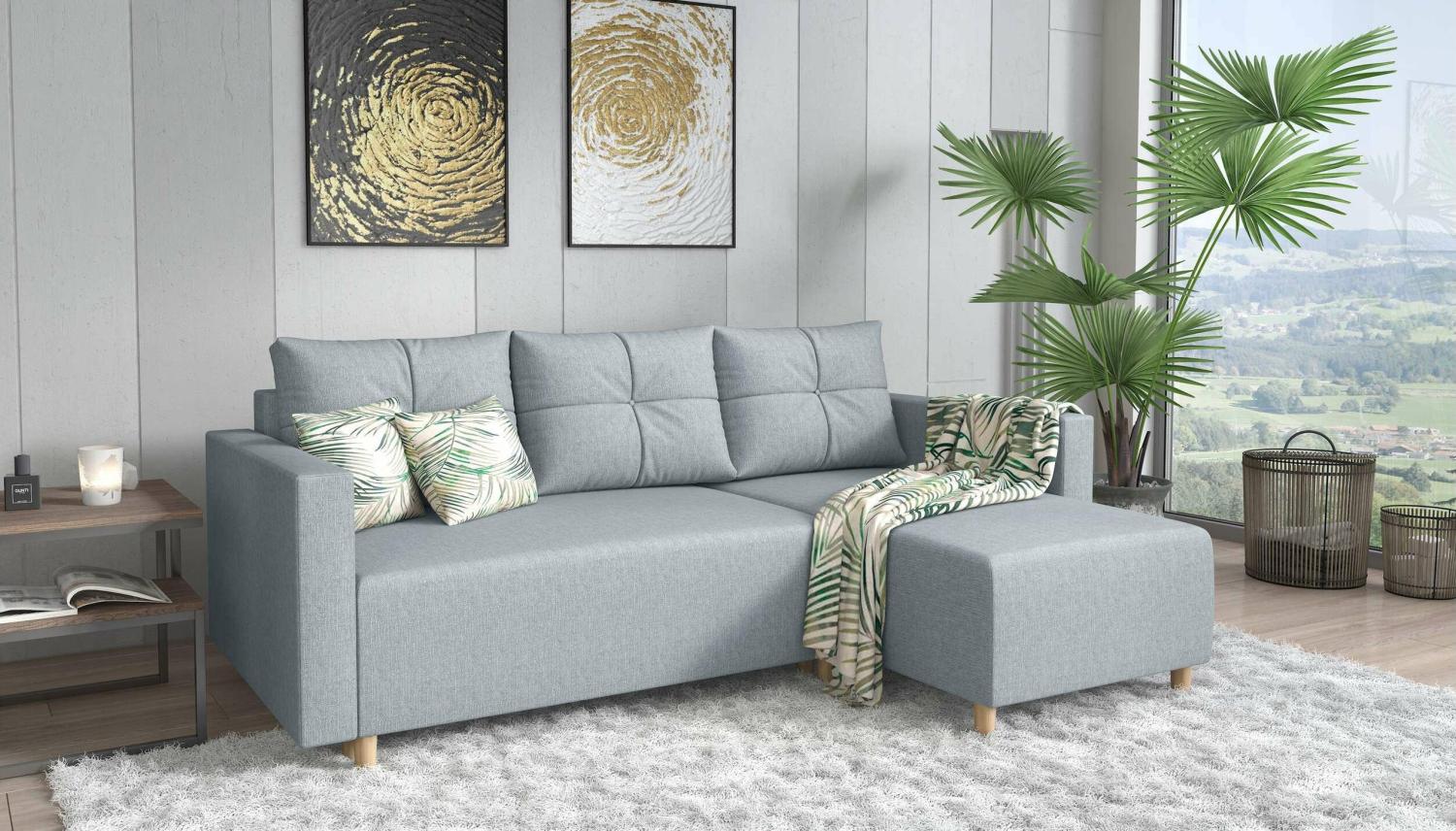 Stylefy Livenza Ecksofa Strukturstoff Grau Rechts Bild 1