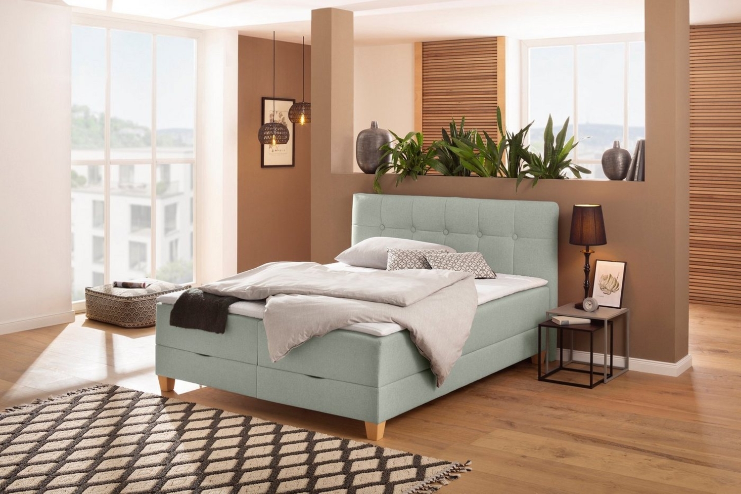 Home affaire Boxbett Lonrai, in H2,H3 & H4 und XXL - Überlänge 220cm wählbar, inkl. Topper Bild 1