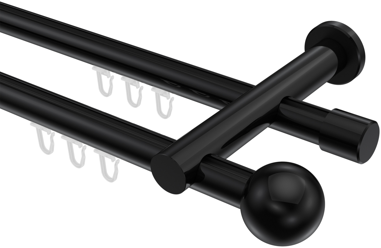 Innenlauf-Gardinenstangen-Set Platon Luino 100 cm, 2-läufig, 20 mm Ø Schwarz Bild 1