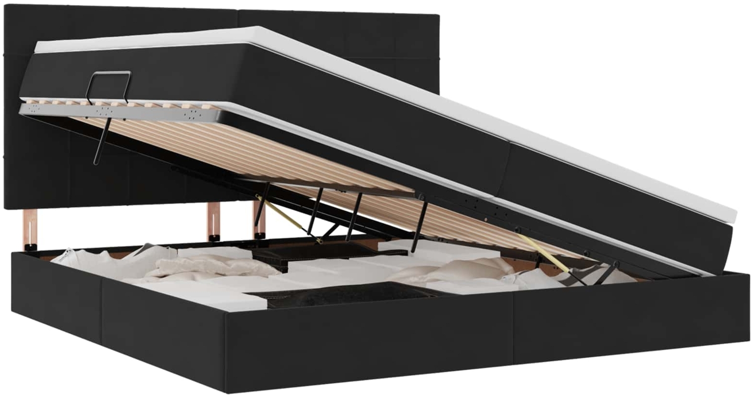 vidaXL Bett mit LED-Lichtleisten Schwarz 200 x 200 cm Samt 3372689 Bild 1