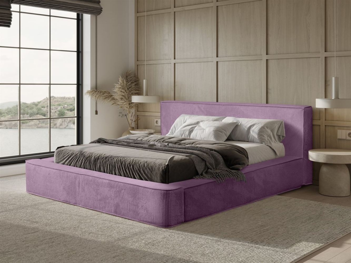 Polsterbett Doppelbett MODESTO Komplettset 140x200cm in Stoff Lincoln Flieder Bild 1