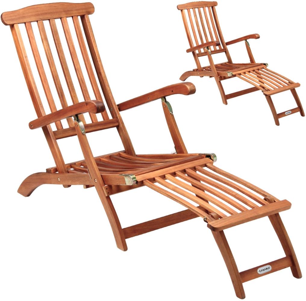 DEUBA 2x Sonnenliege Queen Mary Liege Akazien Holz Verstellbare Rückenlehne Abnehmbares Fußsegment Sonnenstuhl Deckchair Holzliege Gartenliege Liegestuhl klappbar Bild 1