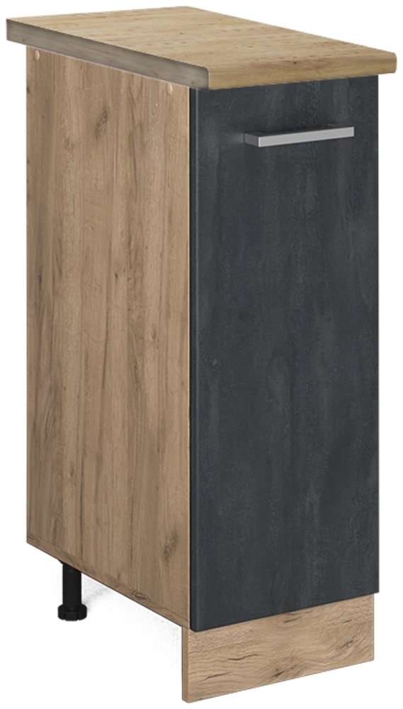 Vicco Apothekerschrank Schwarz Beton 30 cm AP Eiche, R-Line Bild 1