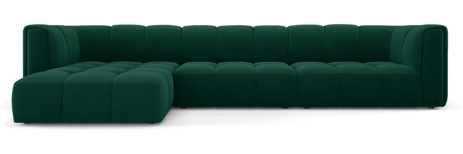 Micadoni Modulares Ecksofa Serena 5-Sitzer Samtstoff, Flaschengrün, Links Bild 1