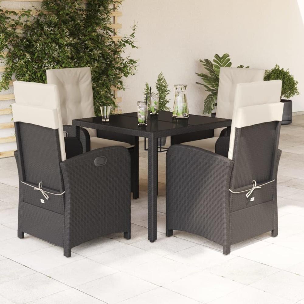 vidaXL 5-tlg. Garten-Essgruppe mit Kissen Schwarz Poly Rattan Bild 1