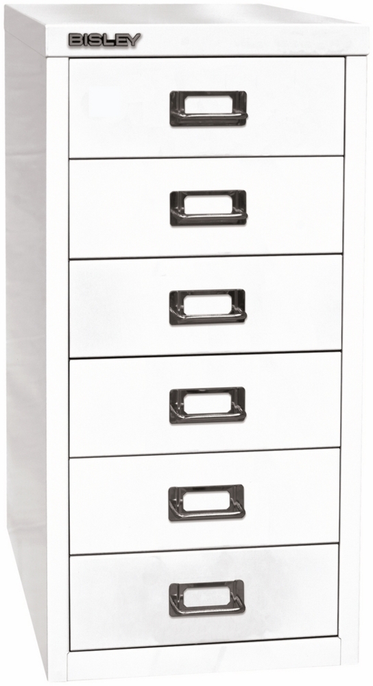 Bisley Multidrawer Schubladenschrank aus Metall mit 6 Schubladen DIN A4 ohne Sockel - Farbe: Verkehrsweiß, L296-696 Bild 1