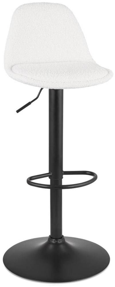 Kadima Design Barhocker weiß-schwarz | 70-83 cm | höhenverstellbar 360° drehbar gepolstert | bouclé metall | 120 kg Bild 1