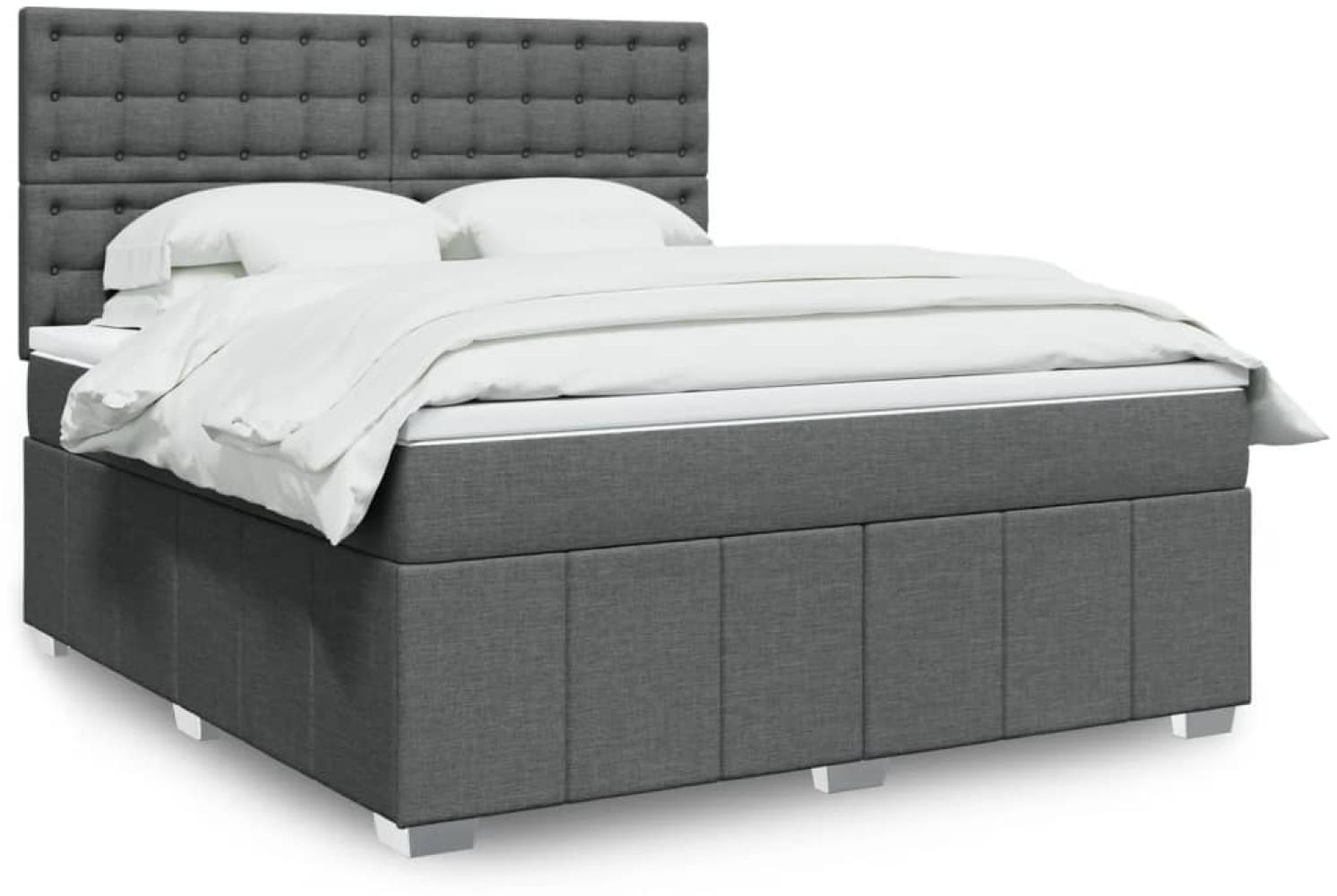 vidaXL Boxspringbett mit Matratze Dunkelgrau 180x200 cm Stoff 3294062 Bild 1