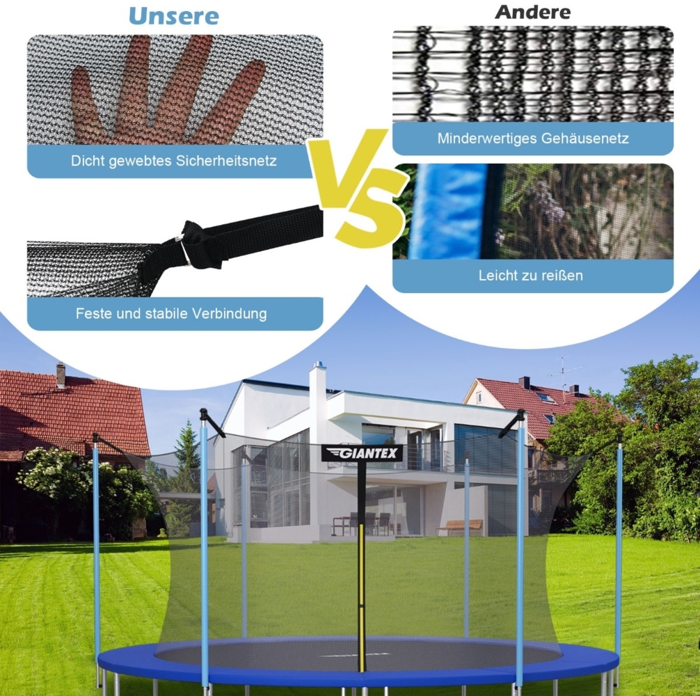 Ø366 cm Trampolin Sicherheitsnetz für Gartentrampoline innenliegend Schwarz Bild 1