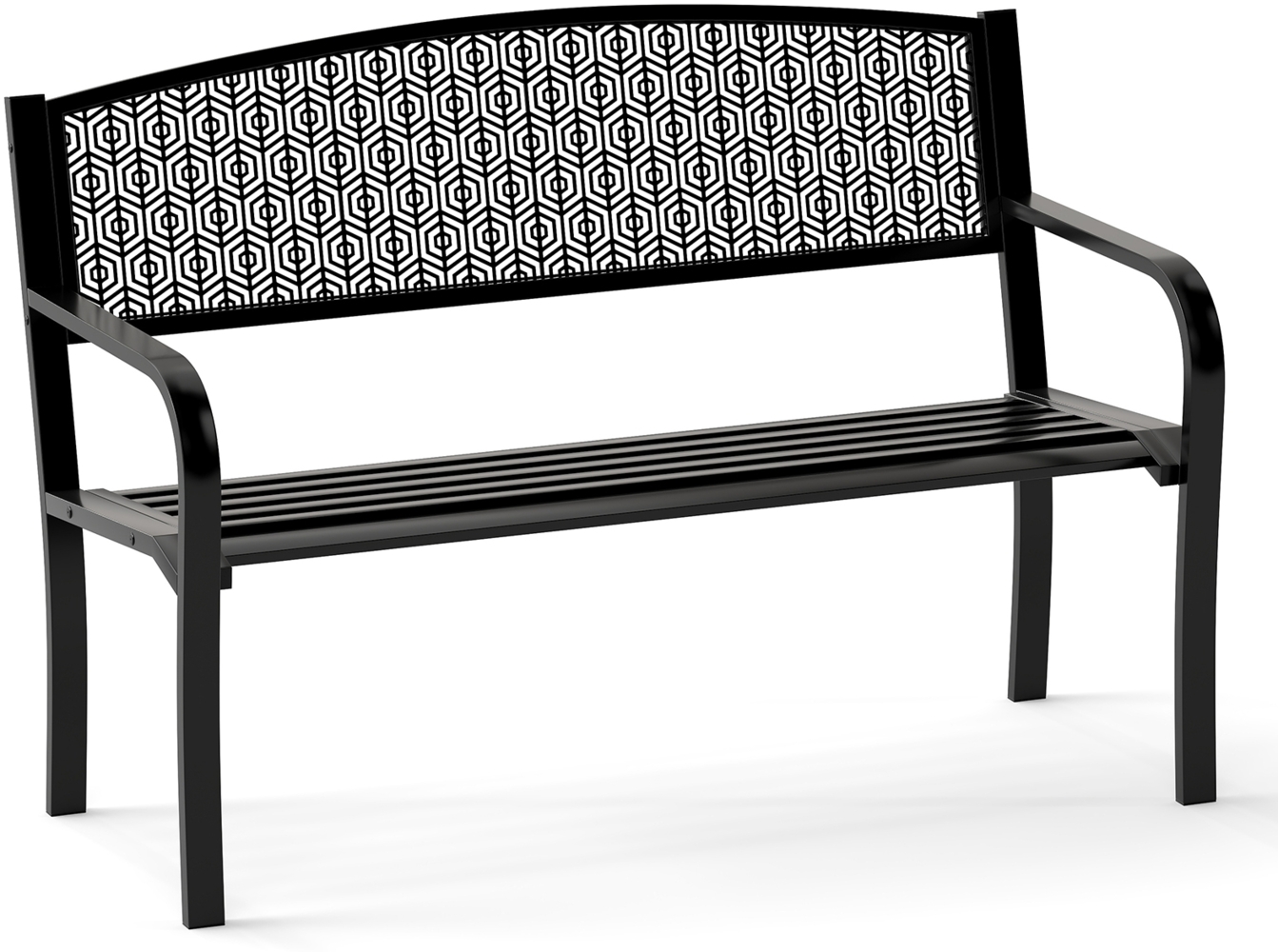 Gartenbank Metall Wetterfeste Sitzbank für 2 Personen Balkonbank mit Armlehne 128 x 60 x 86 cm Schwarz Bild 1