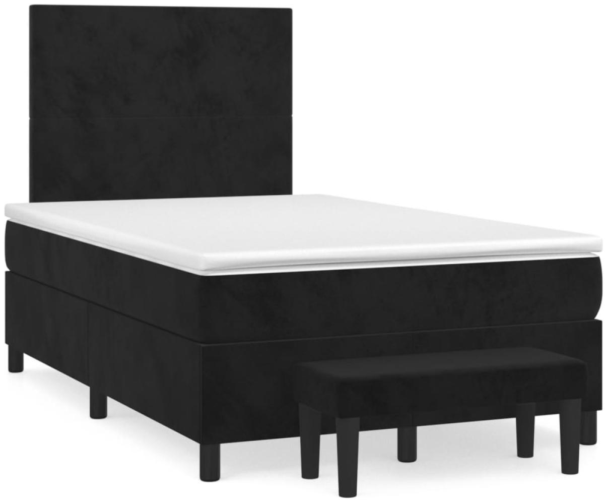 vidaXL Boxspringbett mit Matratze Schwarz 120x190 cm Samt 3270459 Bild 1