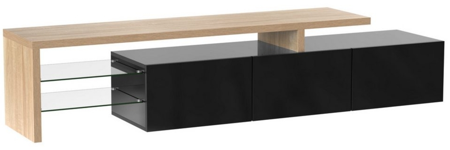 KLAM HOME TV-Schrank TV Lowboard mit LED-Beleuchtung (Unterschrank in wohn-, Schlaf- und Arbeitszimmer) Fernsehschrank sideboards Lowboard für Fernseher bis zu 65 Zoll Bild 1