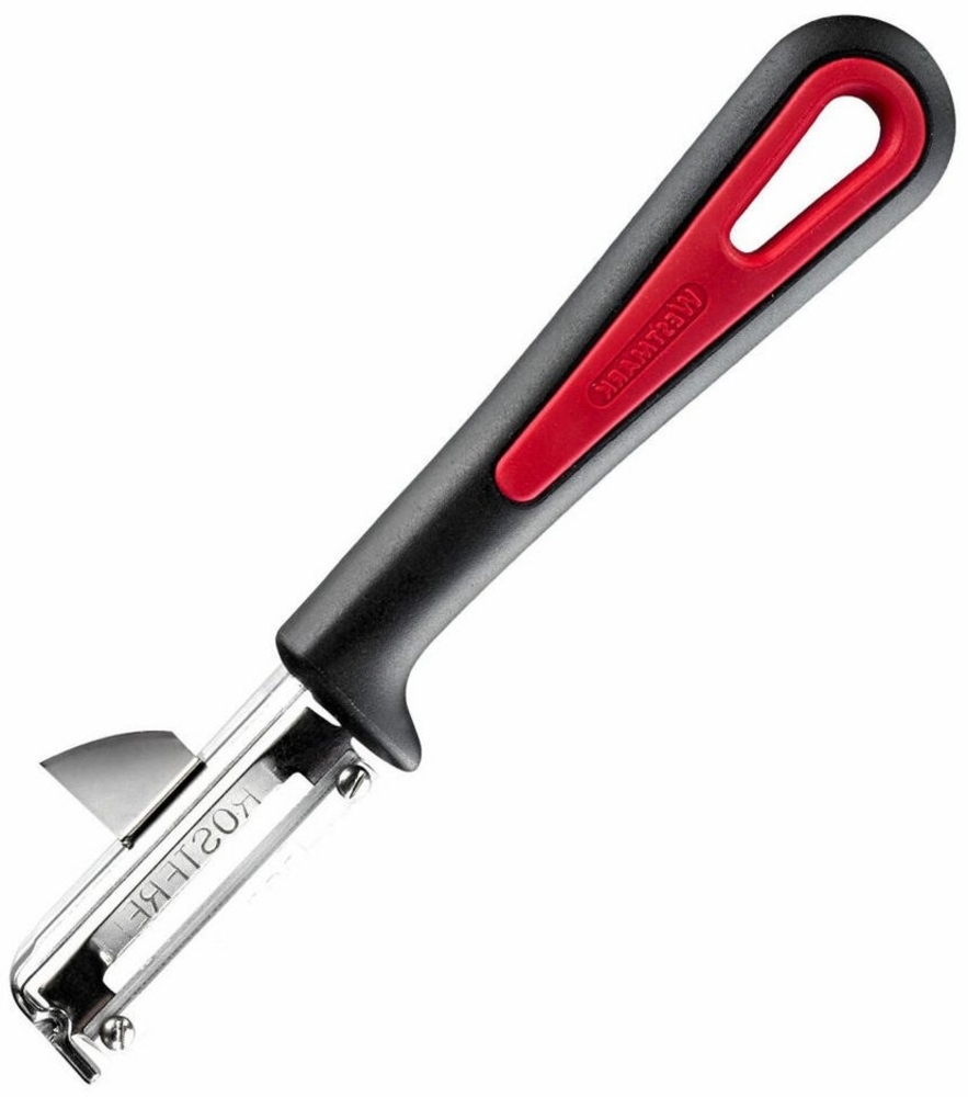 Westmark Universal-Sparschäler/Pendelschäler mit Ausstecher, Für Linkshänder, Gallant, Mit aufgeschraubter Edelstahlklinge, Farbe: Schwarz/Rot, 29032270, 16. 5x3. 7x2 cm Bild 1